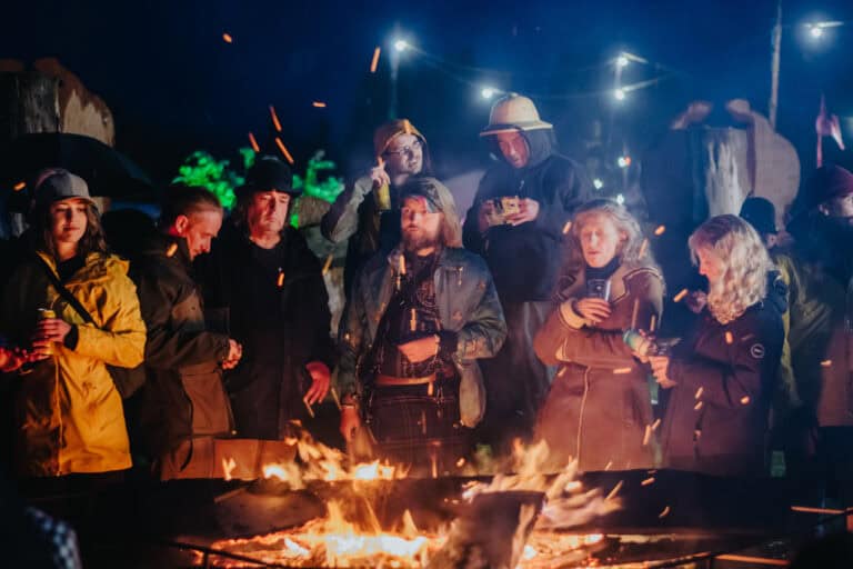 Knockengorroch - revellers around the fire